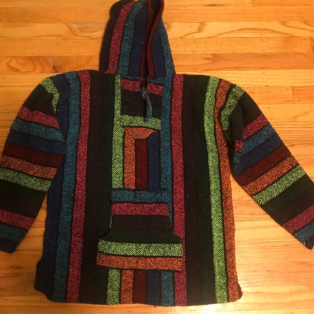 Black and Rainbow Drug Rug/Baja Hoodie